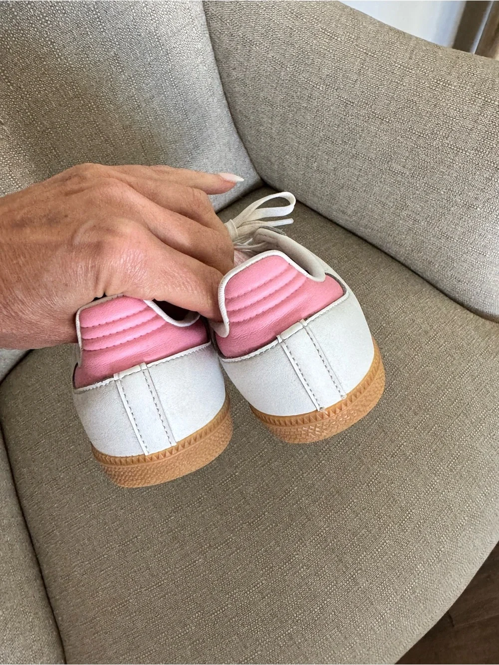 adidas Kids Sneakers in White and Pink with Gum Sole size 3
